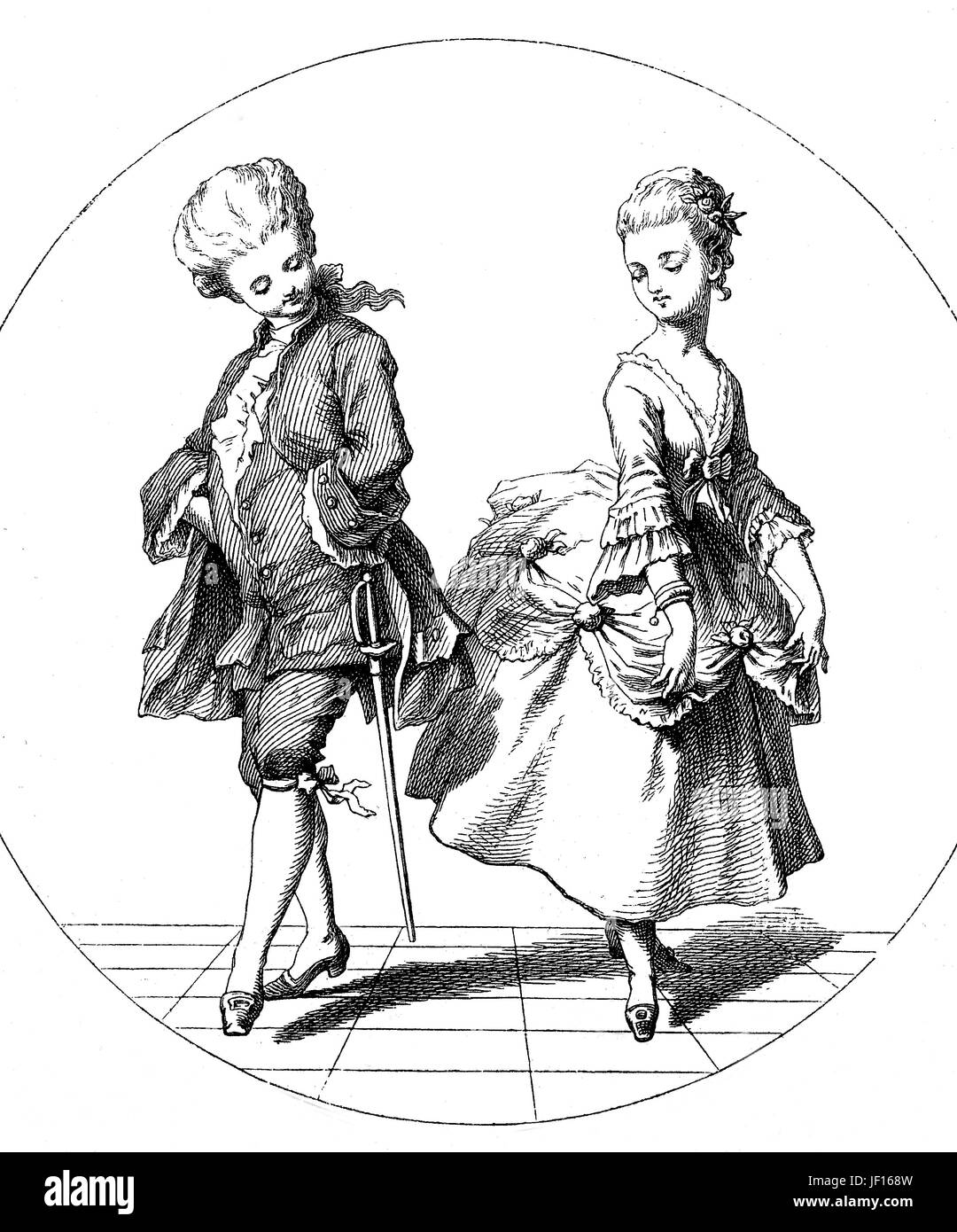 Historische Abbildung ein paar tanzen den Pas de Deux, Tanz-Duett in welche zwei Tänzerinnen, verbesserte digitale Reproduktion aus einer Originalgraphik von 1888 Stockfoto