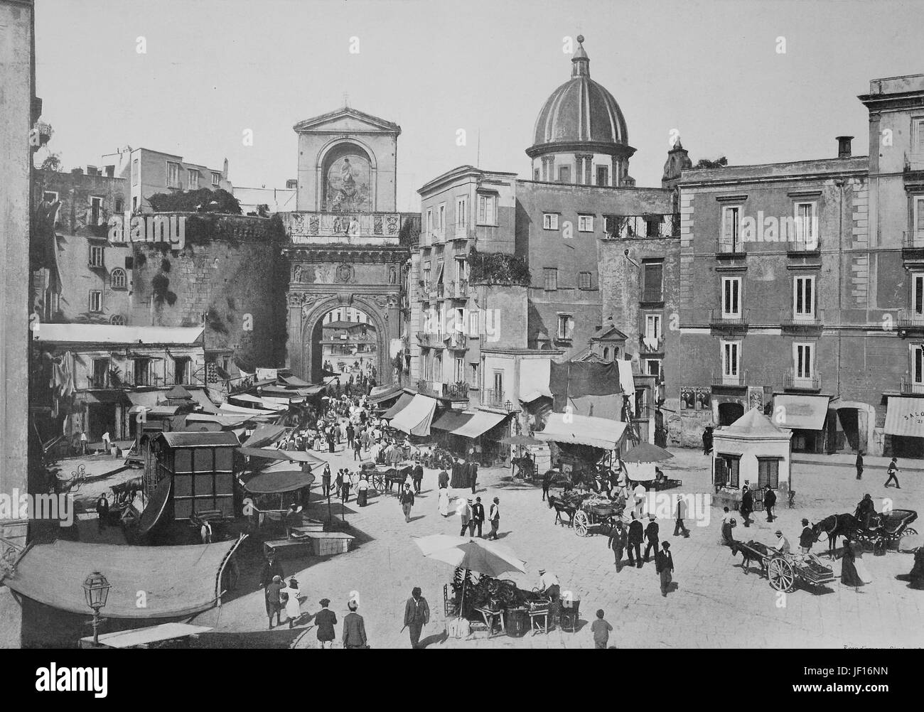 Historische Bilder von Napoli, Neapel, Neapel, Porta Capuana, Italien, digitale Reproduktion von einem ursprünglichen Drucken aus dem Jahr 1890 verbessert Stockfoto