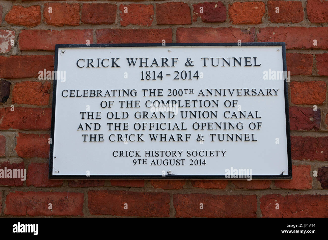 Schild am Crick Wharf, Grand Union Canal, Northamptonshire, England, Vereinigtes Königreich Stockfoto