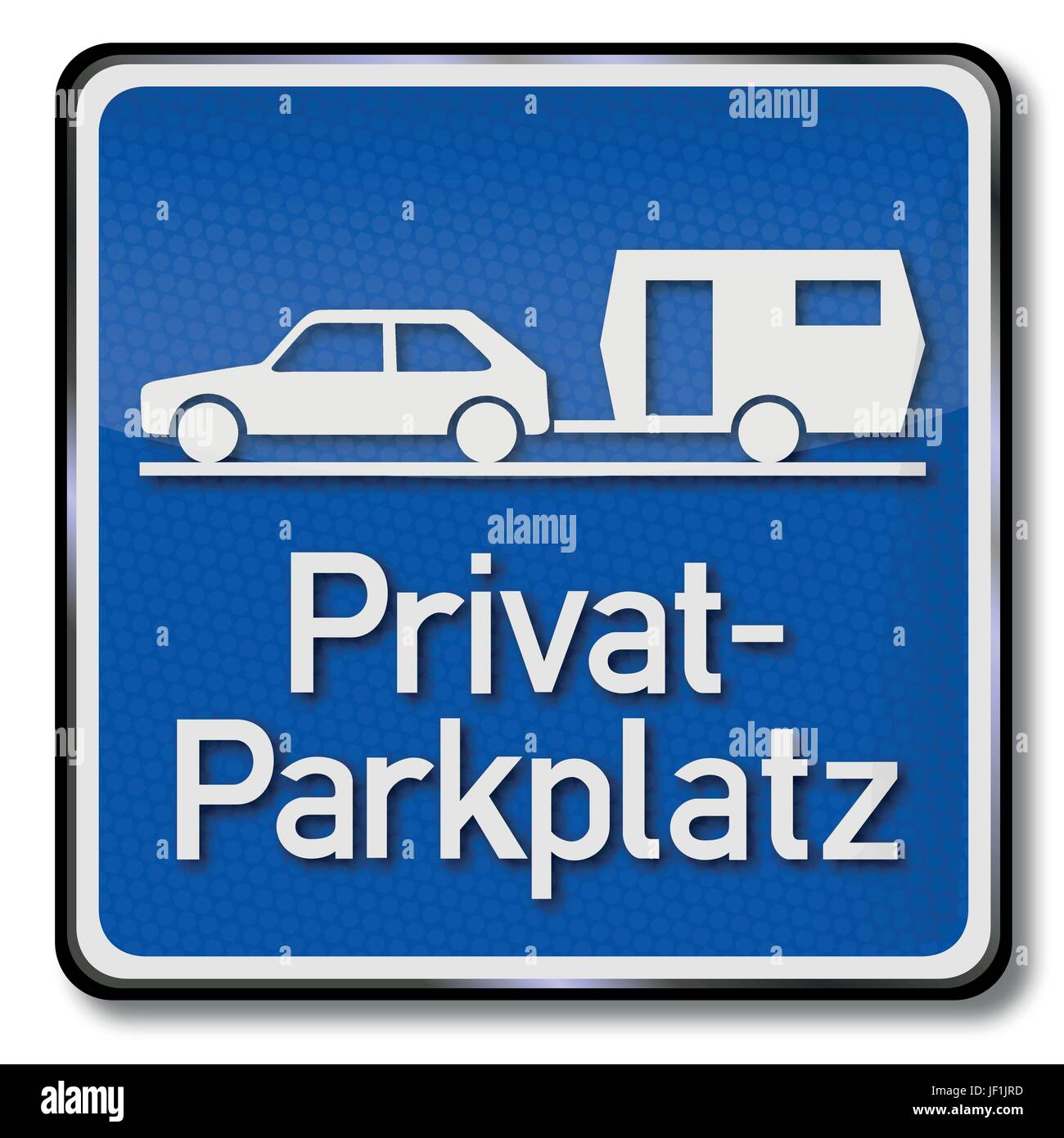 blaues Schild Privatparkplatz für Wohnwagen Stock Vektor