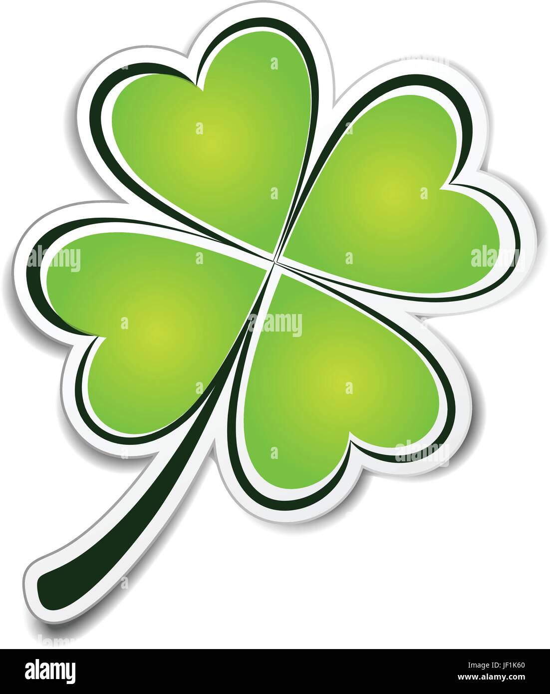 vier, Klee, Blatt, Symbol, Vektor, Glück, Glück, Blatt, Kultur, isoliert, Model, Stock Vektor