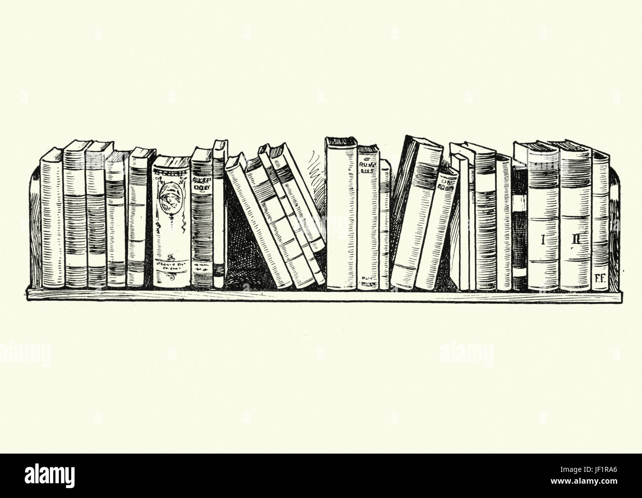 Illustration der Bücher im Regal Stockfoto