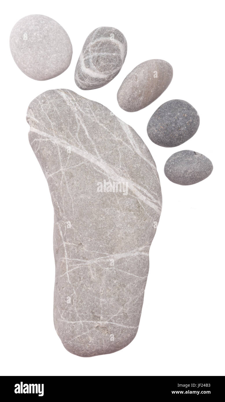 Stein Fuß auf Weiß Stockfoto