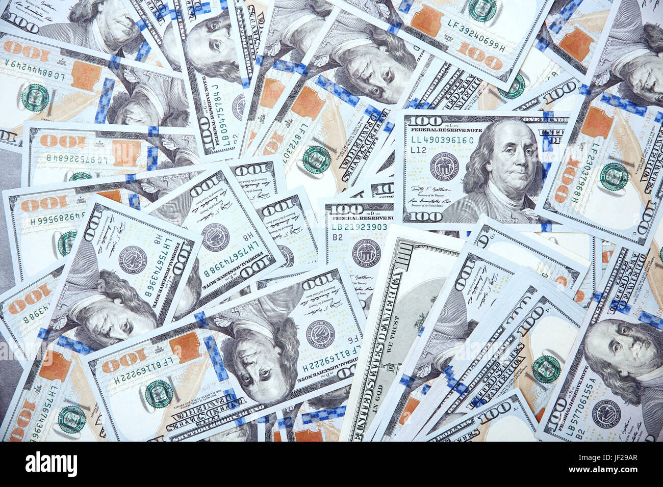 Textur von 100 US-Dollar-Banknoten Stockfoto