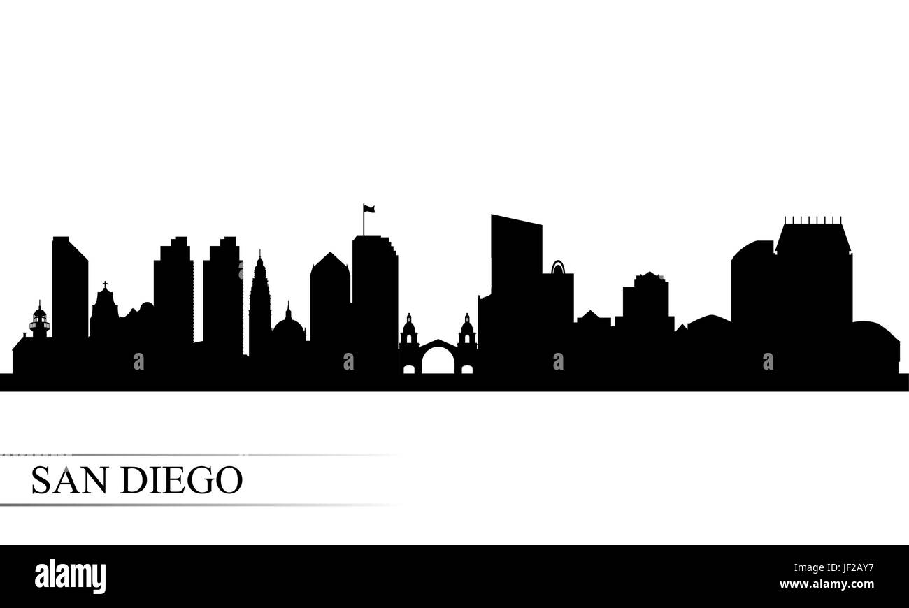 San Diego Stadt Skyline Silhouette Hintergrund, Vektor-illustration Stock Vektor