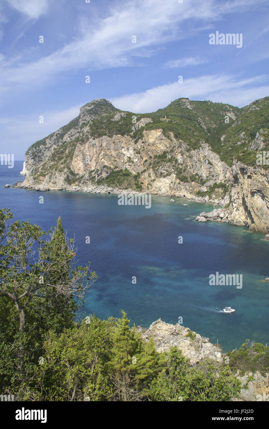 Küste in der Nähe von Paleokastritsa, Korfu, Griechenland Stockfoto