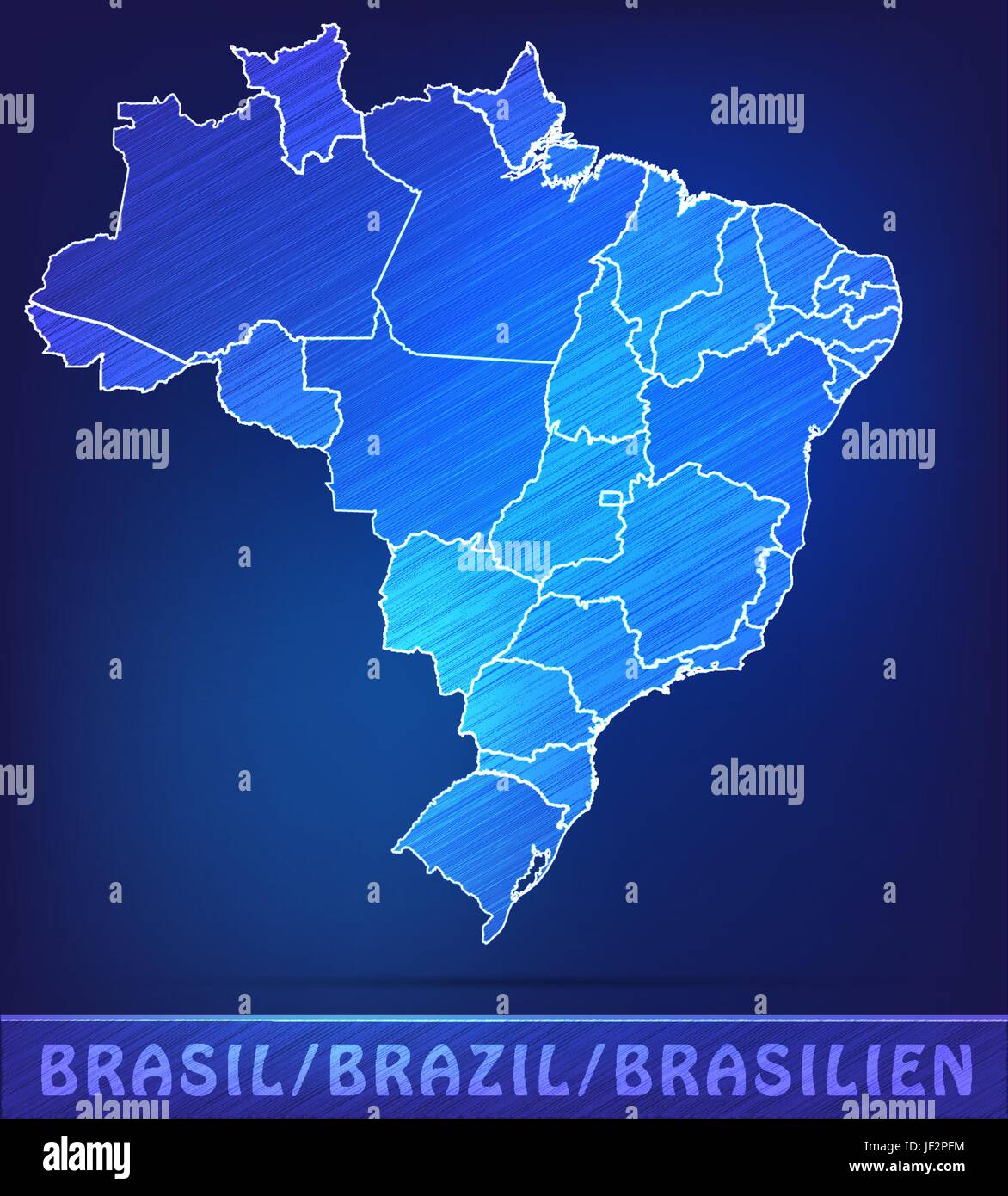 Karte von Brasilien Mit Grenzen als scribble Stock Vektor