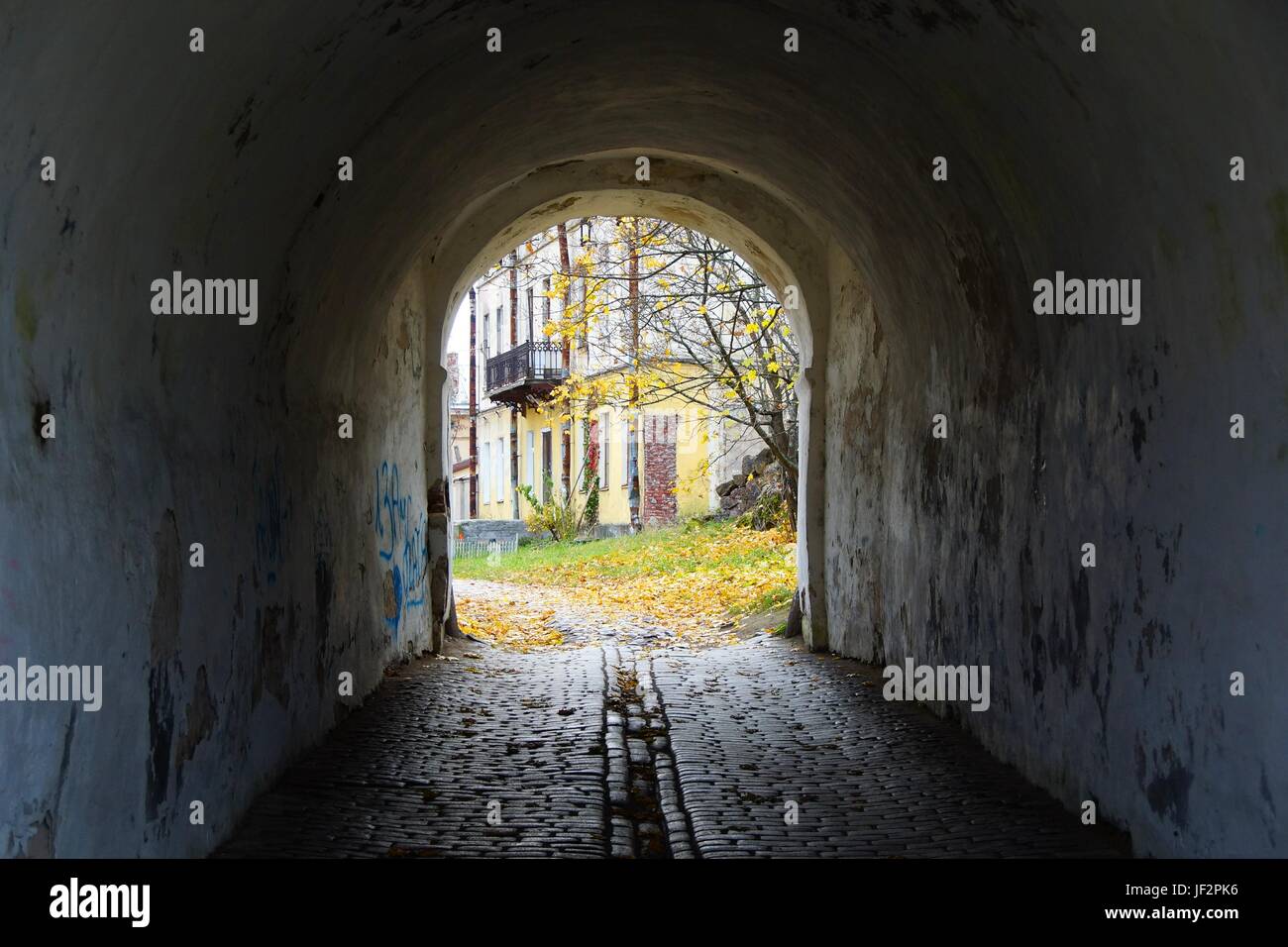 Herbst in Wyborg Stockfoto