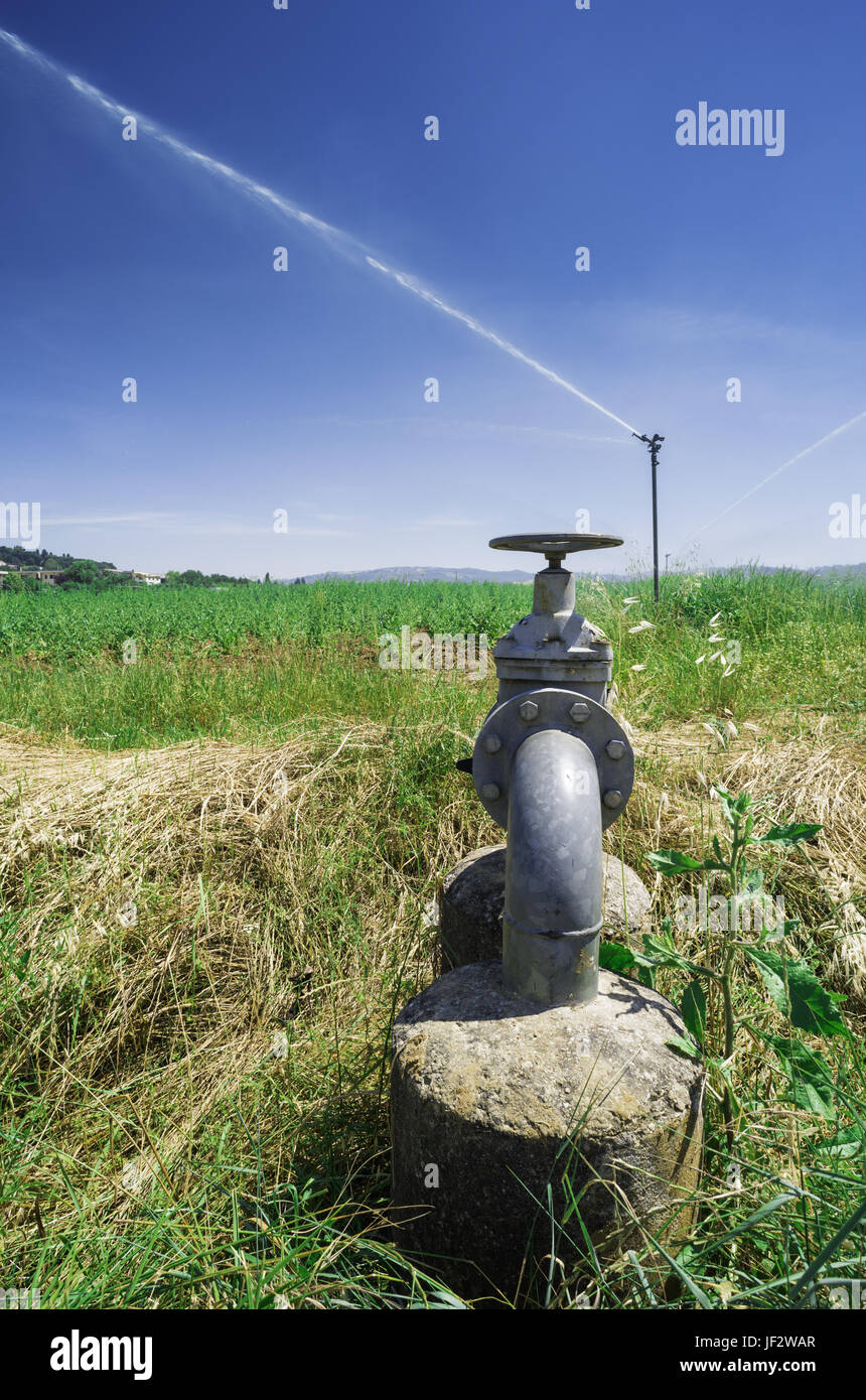 Landwirtschaftliche Bewässerungssysteme Stockfoto