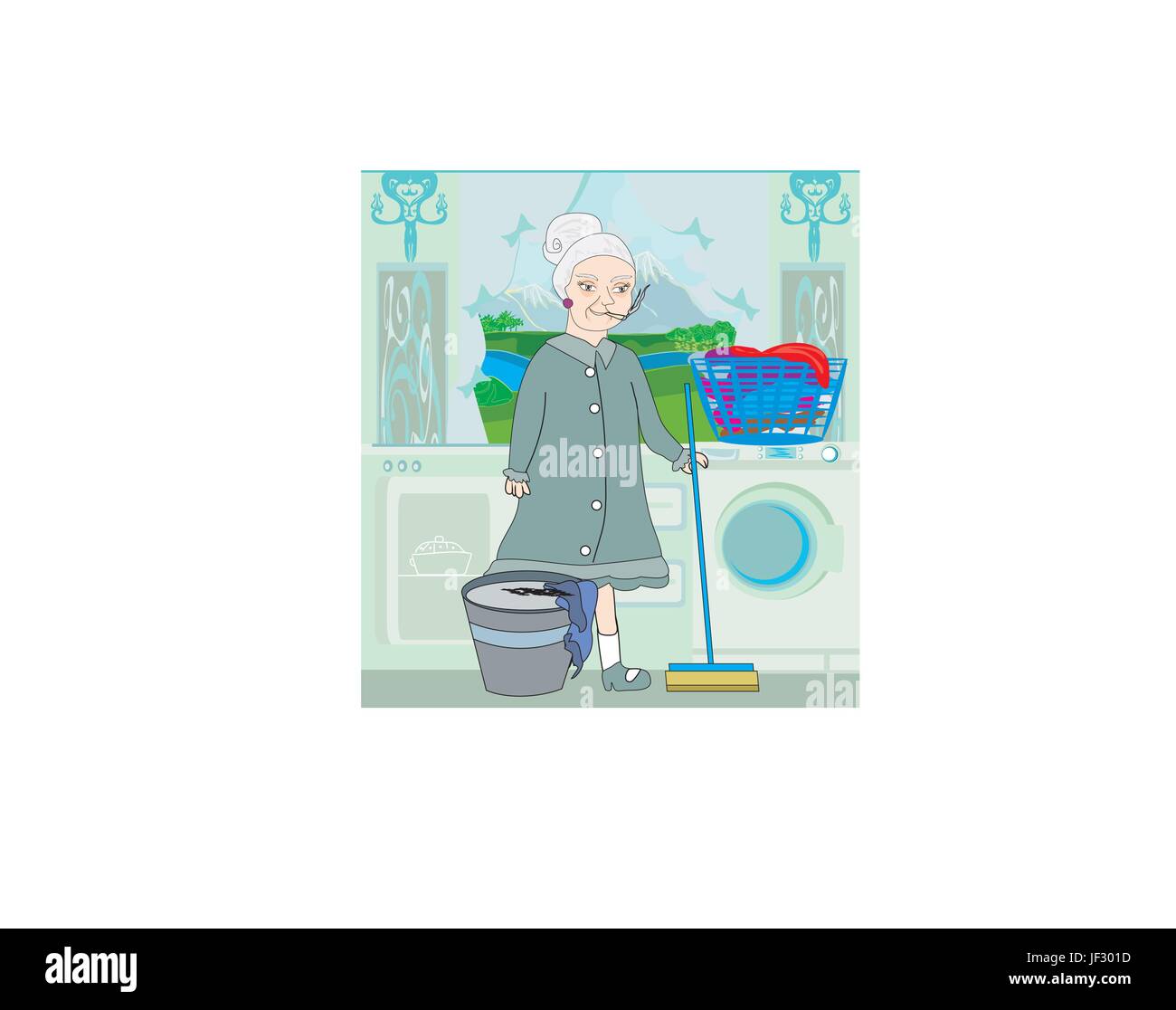 Frau, Zigarette, Haus, Gebäude, Lebensmittel, Nahrungsmittel, Board, Haushälterin, Stock Vektor