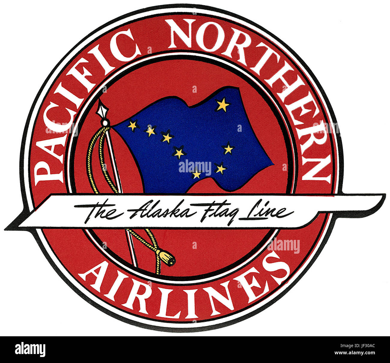 Vintage Northern Pacific Airlines Gepäck Label - "The Alaska Flagge Line." Stockfoto