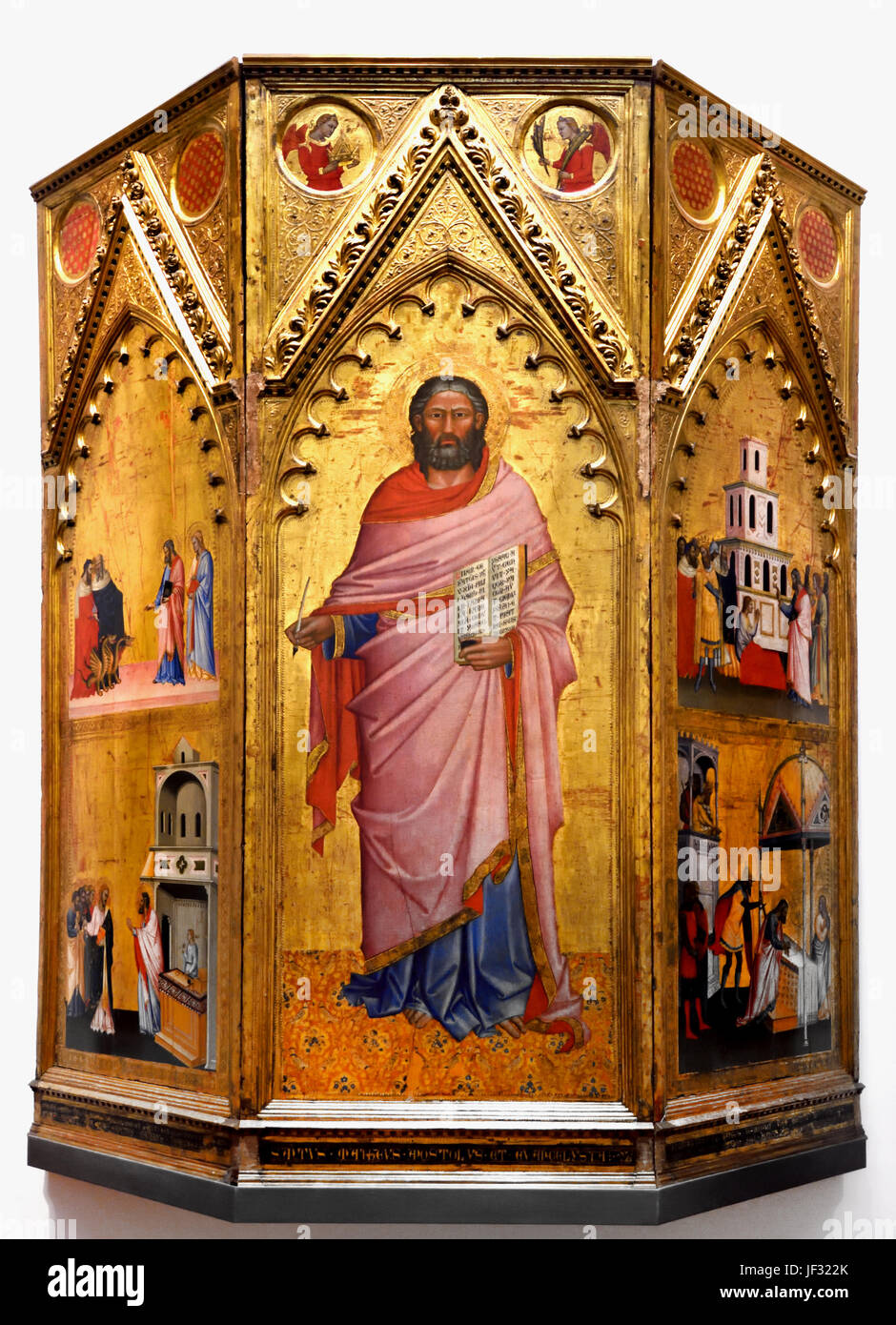 Triptychon von St. Matthäus und Geschichten aus seinem Leben ist eine Arbeit mehr oder weniger in den Jahren 1367 – 1368 von Andrea di Cione durchgeführt, auch genannt Orcagna und dann von seinem Bruder Jacopo di Cione fertig. (Andrea di Cione di Arcangelo 1308 – 1368, besser bekannt als Orcagna und Jacopo di italienische Maler, Bildhauer und Architekt tätig in Florenz.) Stockfoto