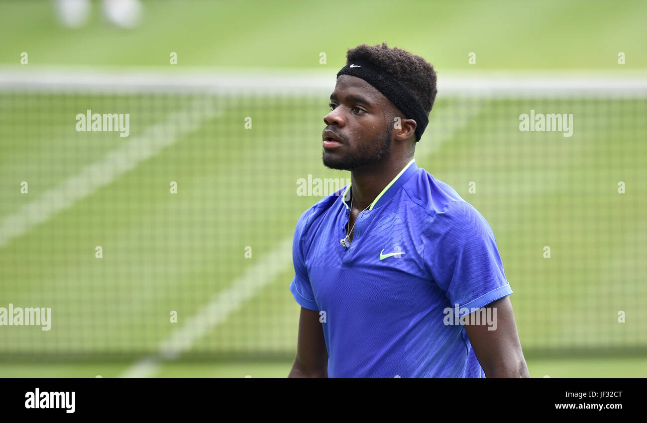 Frances tiafoe der usa in Aktion an der Aegon international Eastbourne Tennisturnier in Devonshire Park, Eastbourne uk. 28 Jun 2017 Foto aufgenommen von Simon dack Stockfoto
