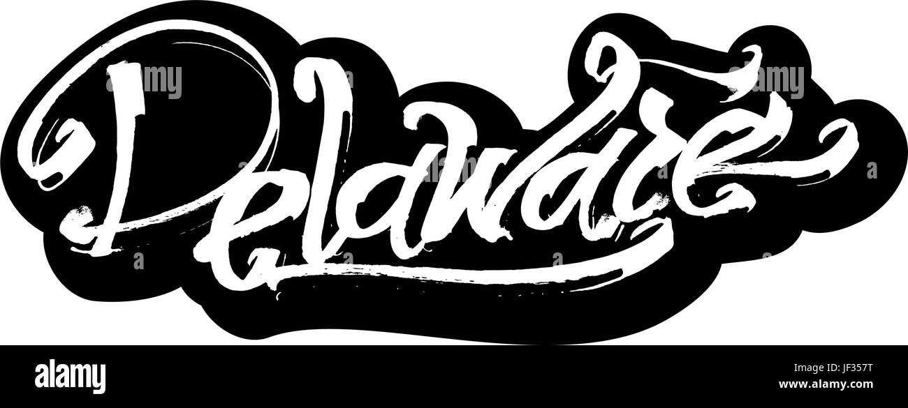 Delaware. Aufkleber. Moderne Kalligraphie Hand Schriftzug für den Siebdruck Druck Stock Vektor