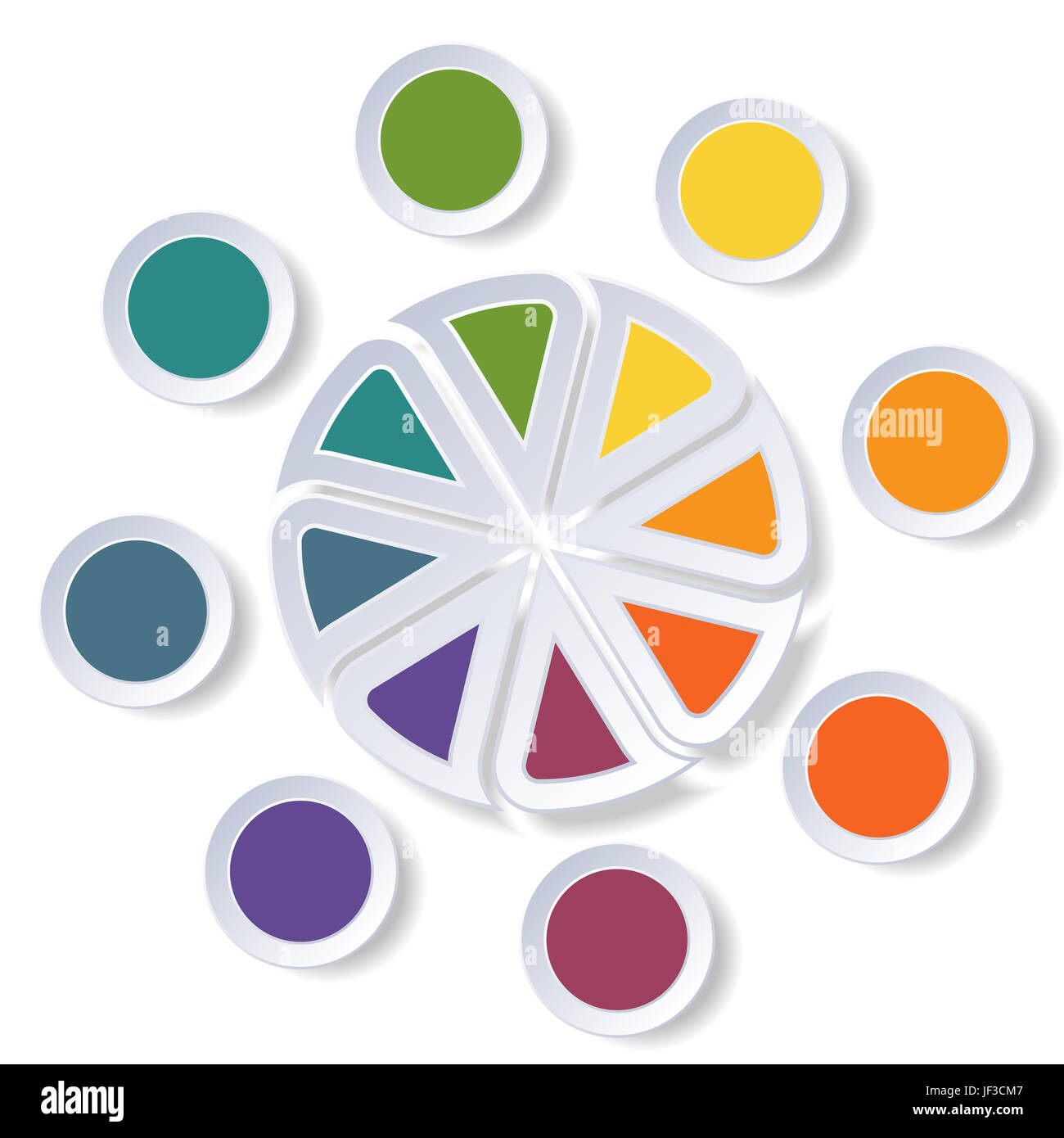 Vorlage-Infografiken-Kreis-Diagramm oder Flächendiagramm für 8 Position. Stockfoto