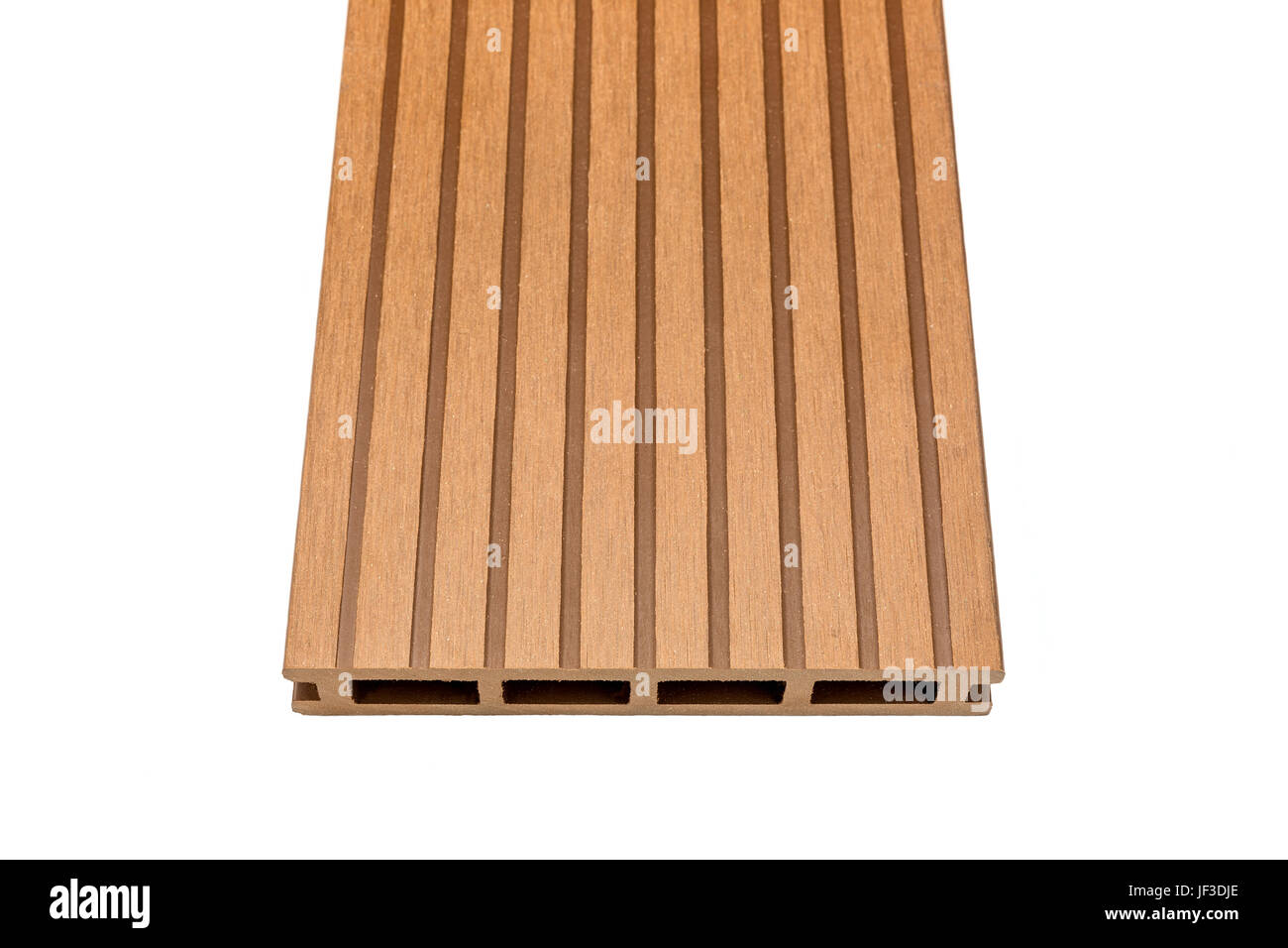 Woody Composite Decking Board auf Weiß Stockfoto
