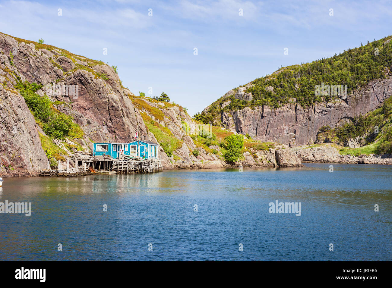 Angeln-Kabine am Quidi Vidi Hafen in St. John's, Neufundland, Kanada. Stockfoto