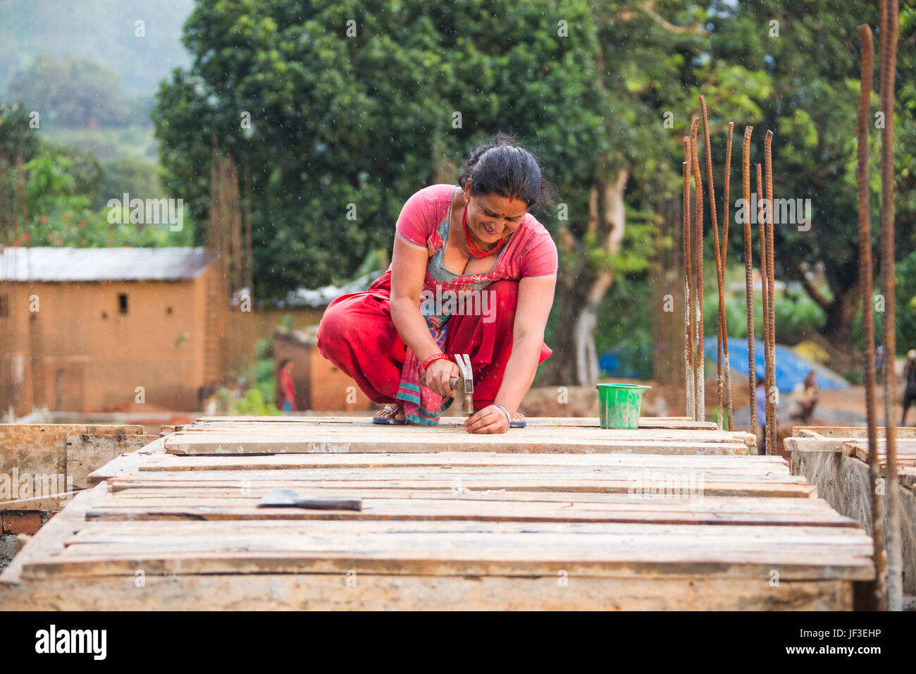 Frau Baumeister, Nuwakot Bezirk von Nepal Stockfoto