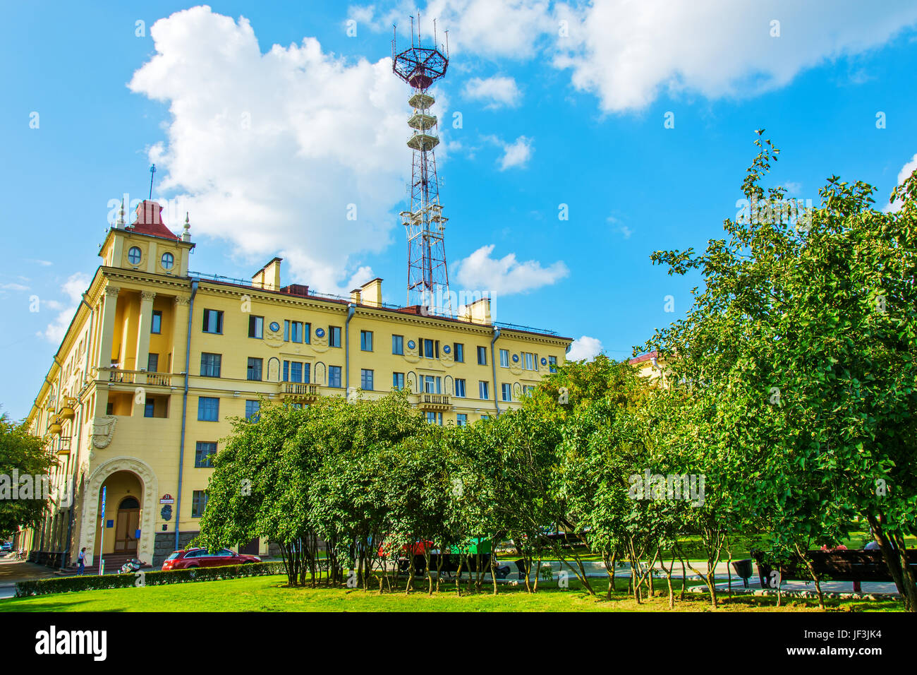 Straßen der Stadt. Gebäude Fernsehturm 1952 Stockfoto