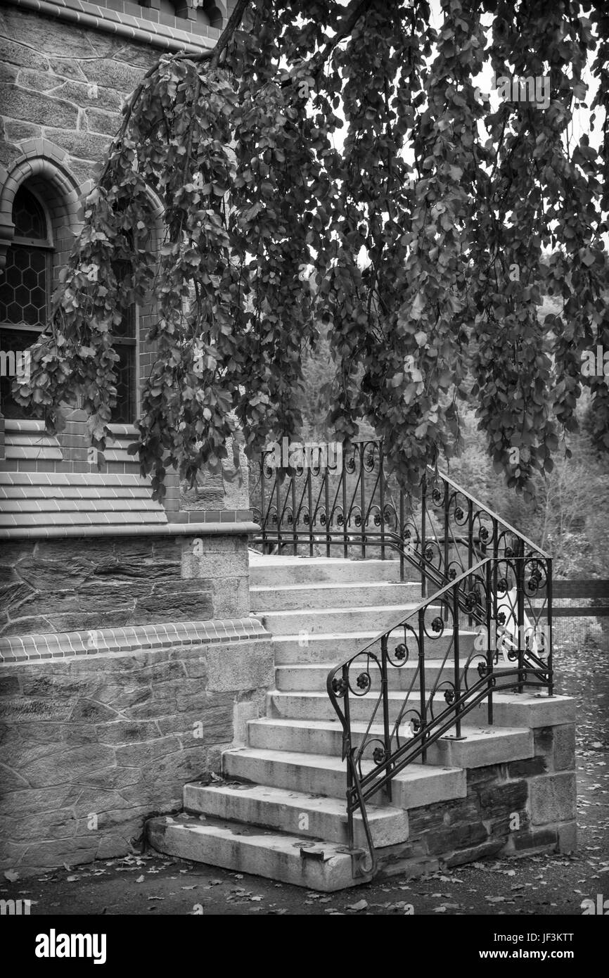 Treppe mit Geländer Stockfoto