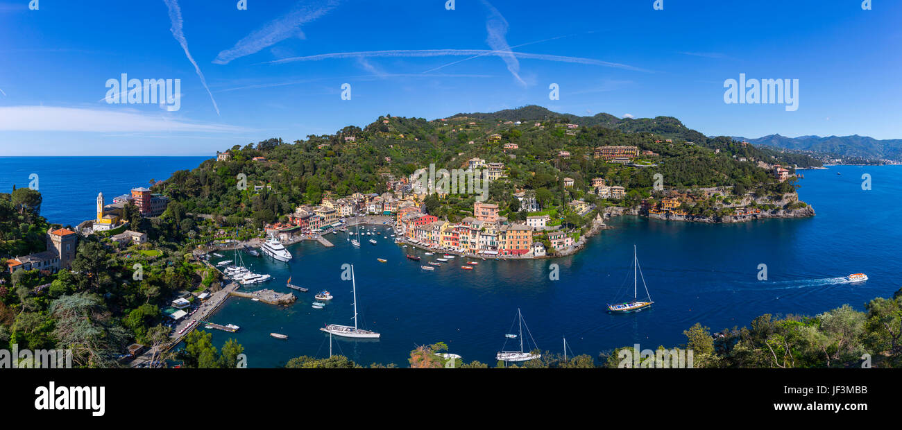 Panorama Luxus-Resort Portofino in Ligurien Stockfoto