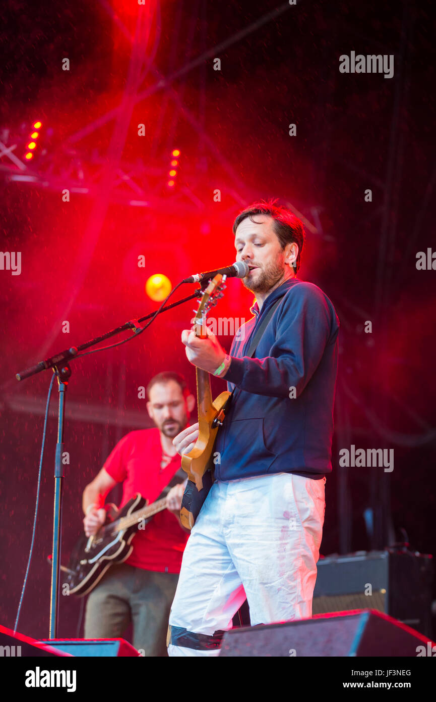 Dundrennan Schottland, UK - 26. Juli 2014: Jan Scott Wilkinson von Britsh Seemacht führt beim Weidenmanns Festival Stockfoto