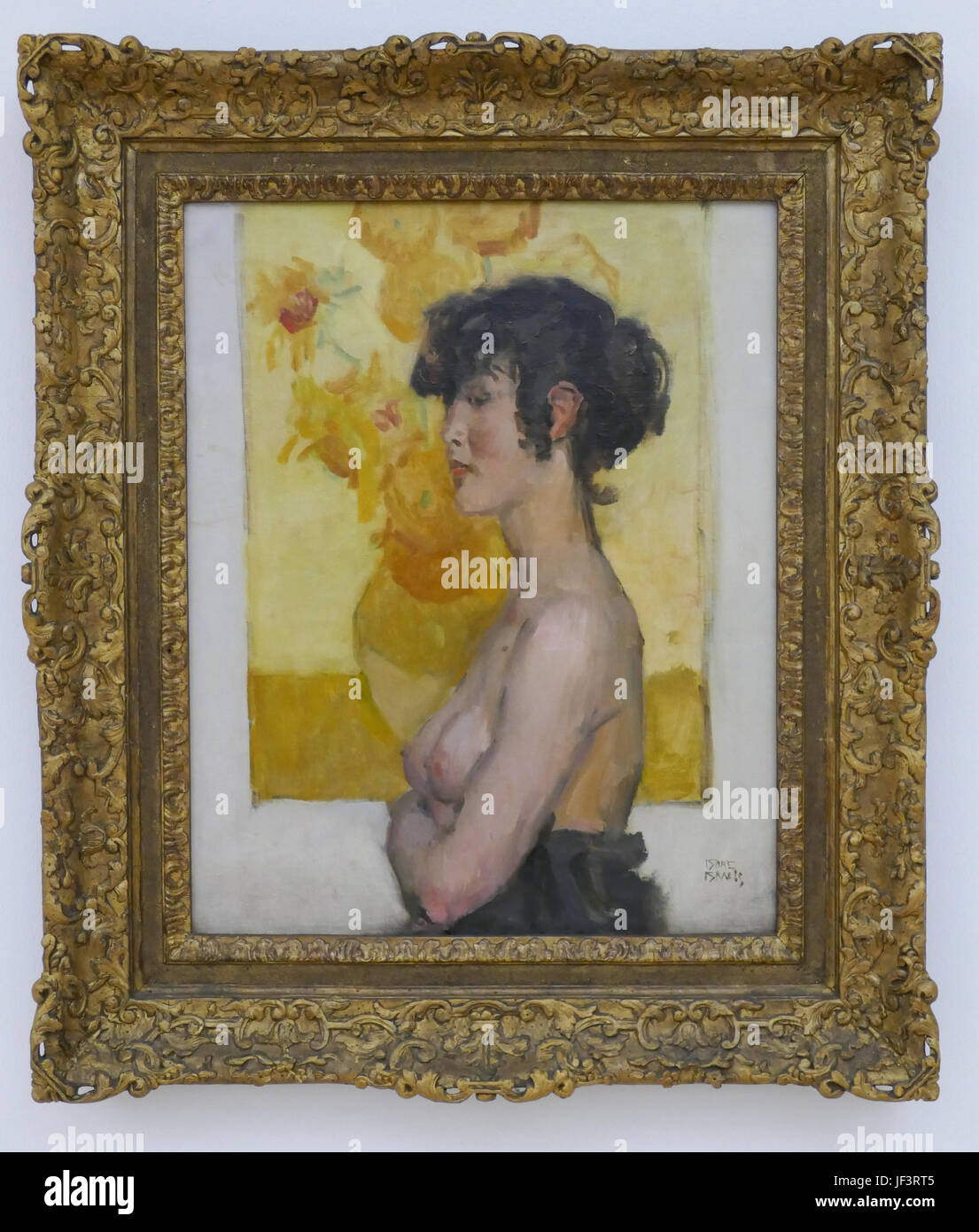 "Frau im Profil vor van Goghs Sonnenblumen" von Isaac Israels, holland Stockfoto