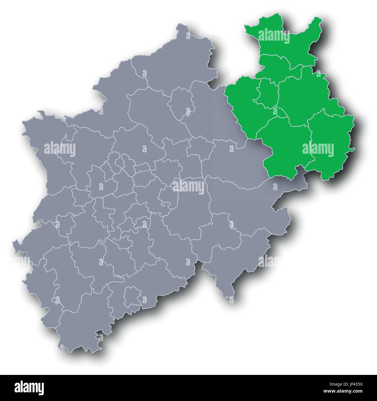 Karte, Nordrhein-Westfalen, Stadt, Stadt, Flagge, Grenze, Kreis, Taste, Karte, Stock Vektor