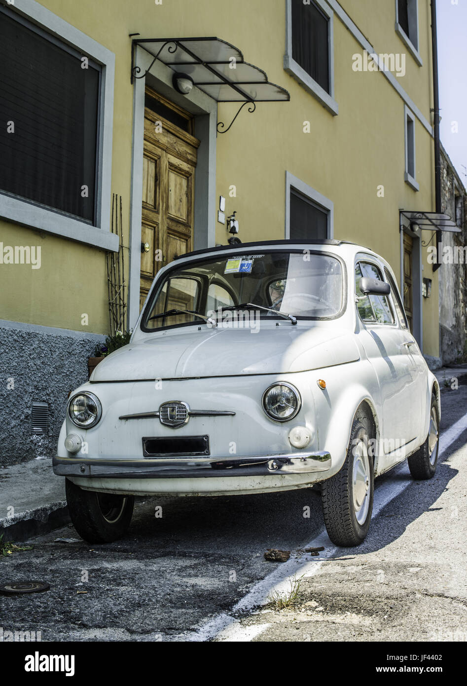 Kleinen Weißen vintage Fiat Abarth Stockfoto
