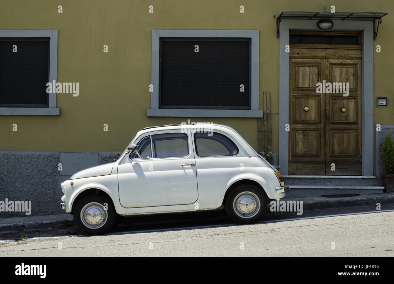 Kleinen Weißen vintage Fiat Abarth Stockfoto