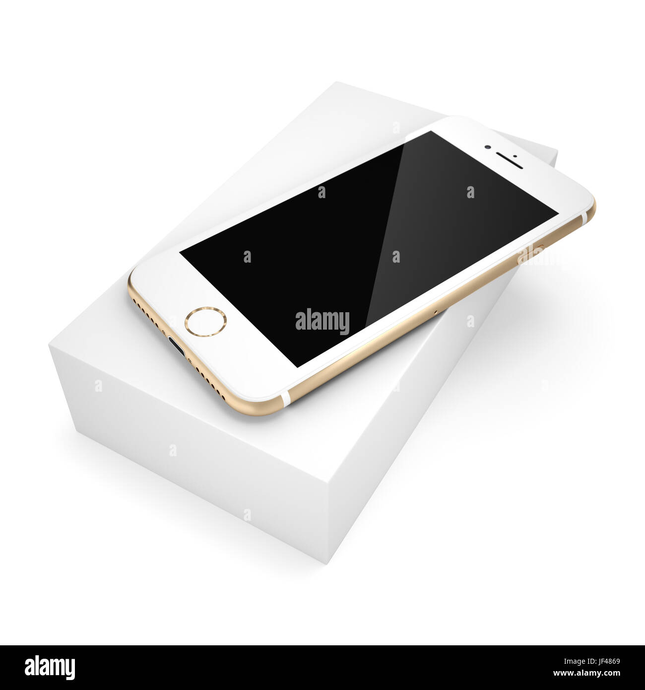 3D-Rendering gold Smartphone iPhone stule mit schwarzer Bildschirm Stockfoto