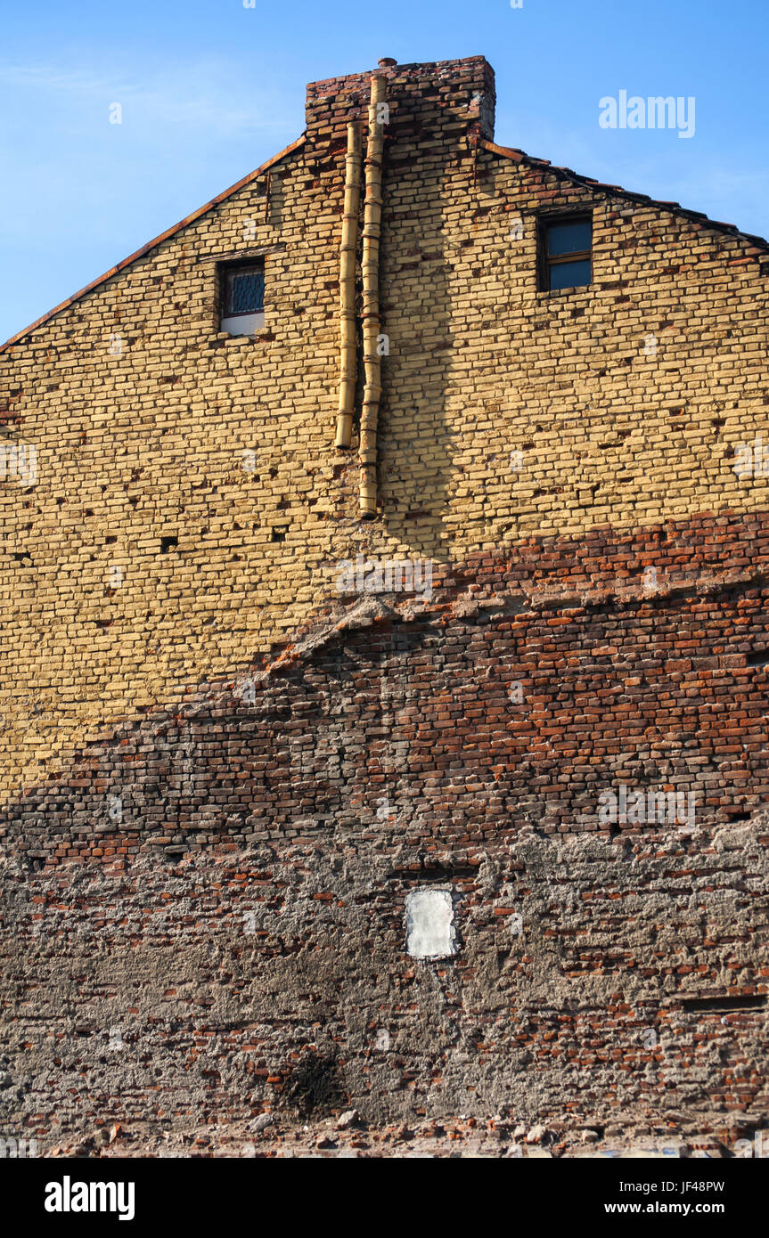 Blinde Mauer der alten Gebäude Stockfoto