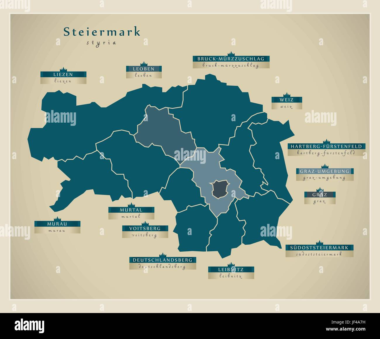 moderne Karte - Steiermark am Stock Vektor