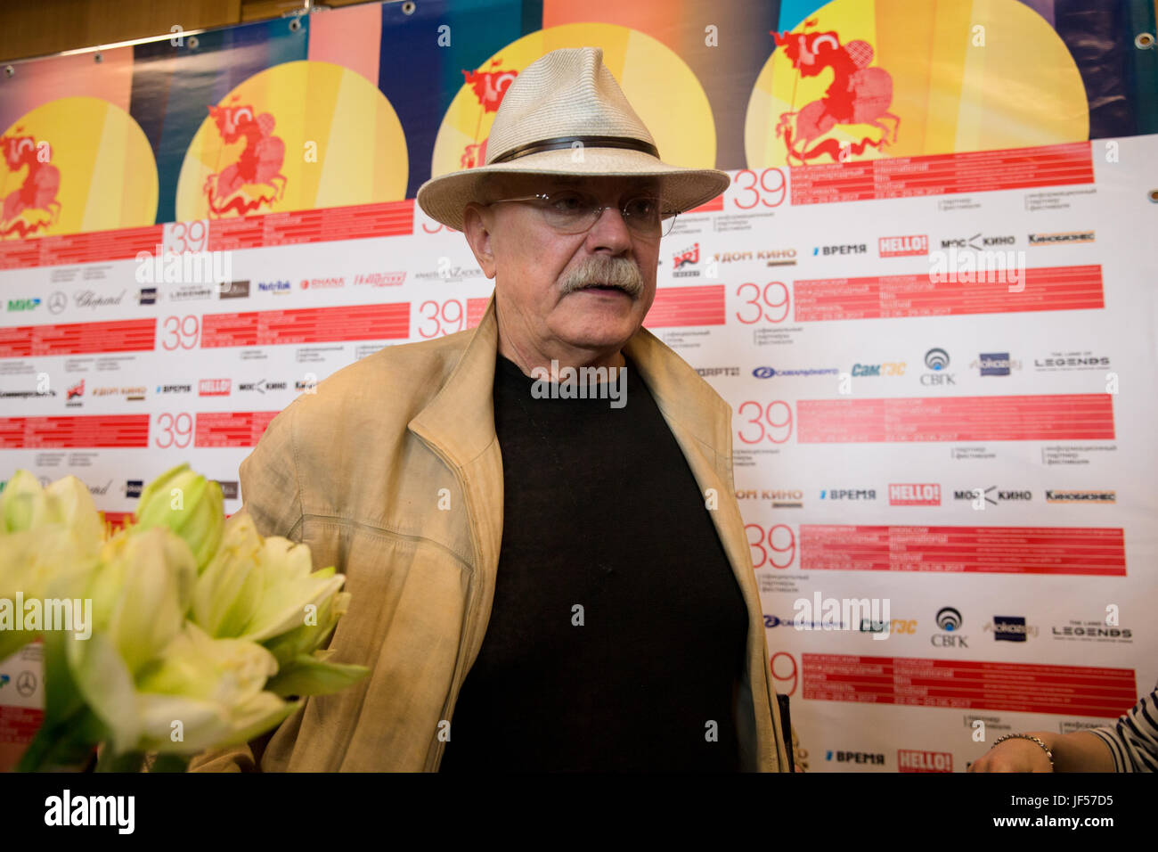 Moskau, Russland. 29. Juni 2017. Vorsitzender der russischen Union of Cinematographers, der Präsident des internationalen Filmfestival Moskau, Regisseur Nikita Mikhalkov, beim Briefing. Bildnachweis: Victor Vytolskiy/Alamy Live-Nachrichten Stockfoto