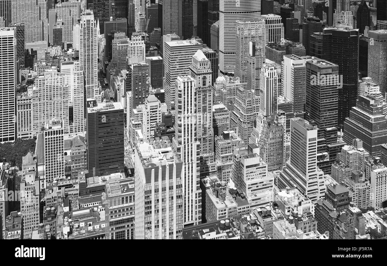 Schwarz / weiß-Luftbild von Manhattan Wolkenkratzer, New York City, USA. Stockfoto