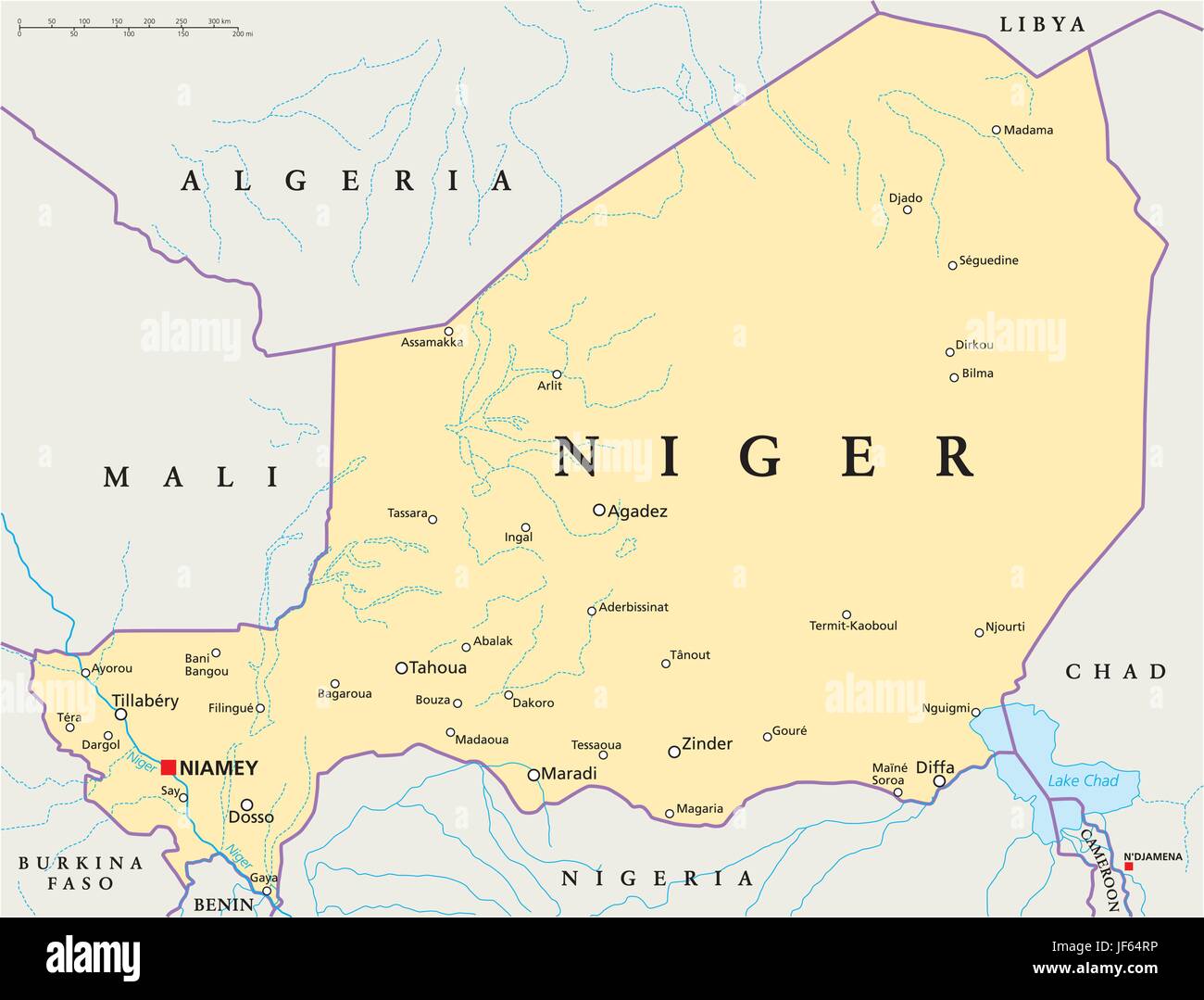 Niger, Karte, Atlas, Karte der Welt, politische, Wüste, Ödland, Afrika, Stock Vektor