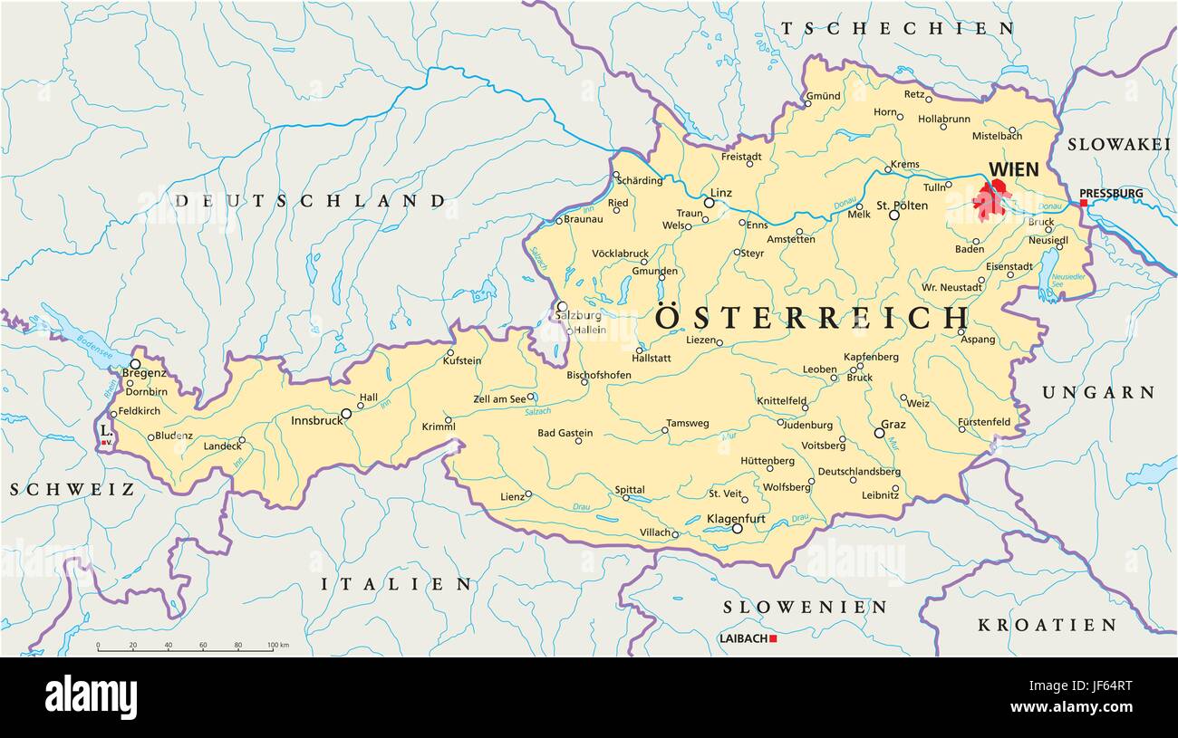 Wien, Österreich, Donau, Kartographie, Karte, Atlas, Weltkarte, Slowakei, Stock Vektor