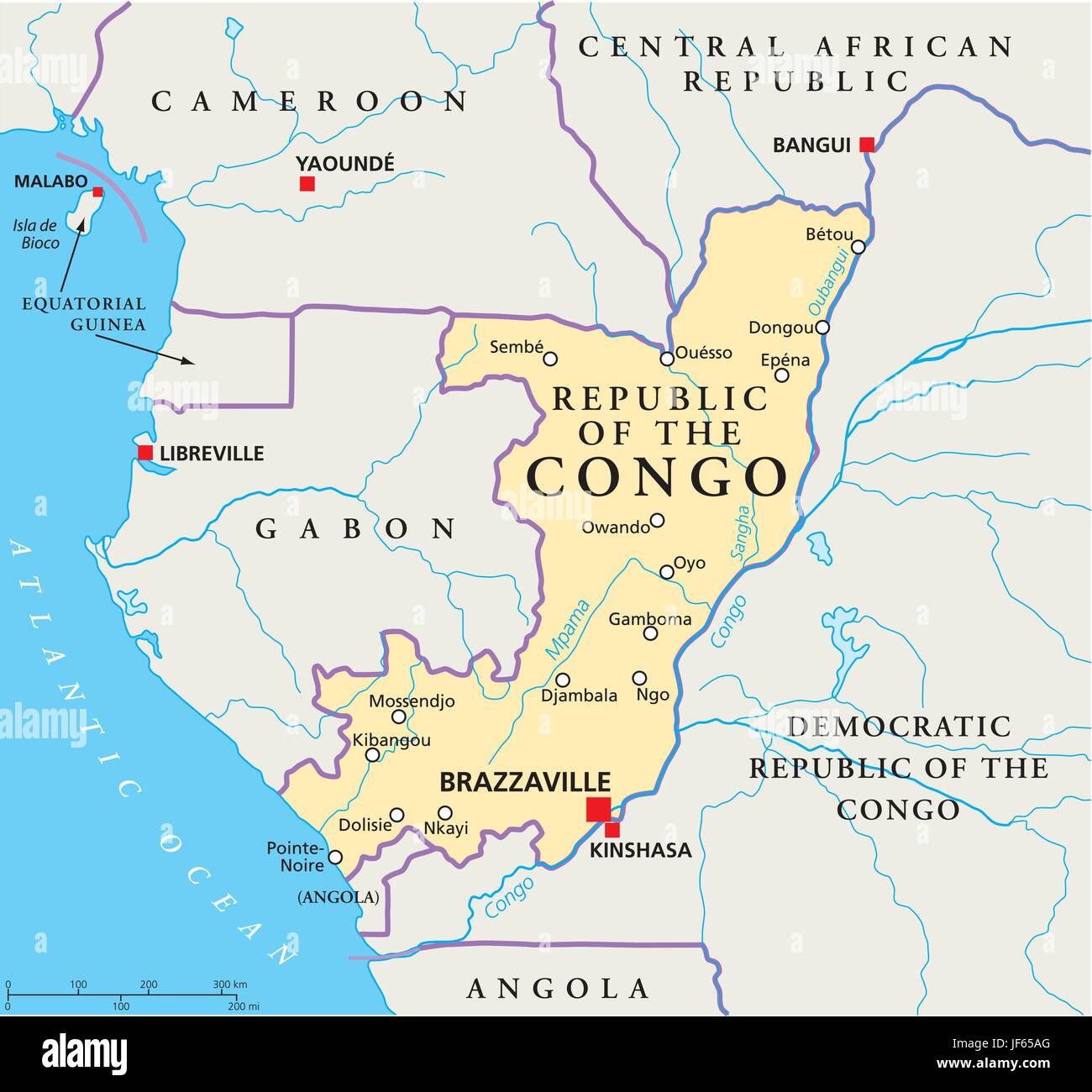 Kongo, Karte, Atlas, Karte der Welt, Reisen, Afrika, Atlantik, Salz Stock Vektor
