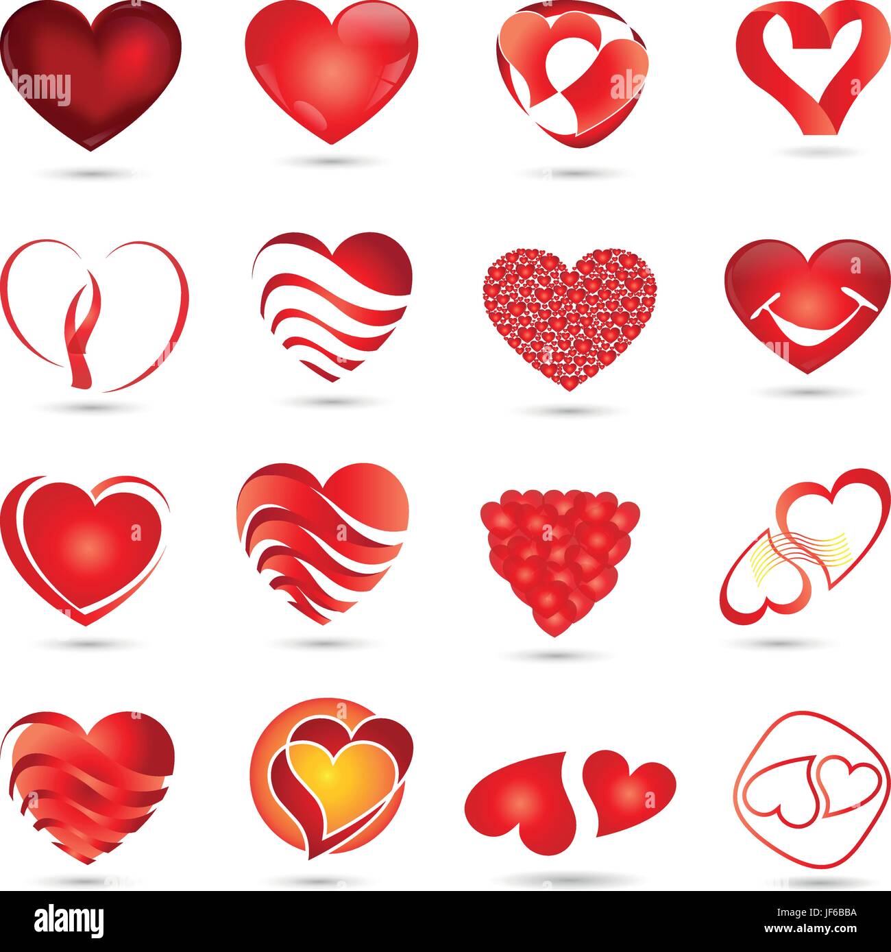 Logogram, Sammlung, Herzen, Romantik, Liebe, verliebt, verliebte, Emotion, Stock Vektor