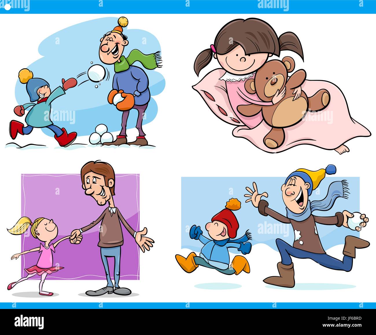 Illustration, Kindheit, Cartoon, Liebe, verliebt, verliebte sich in Liebe, Vater, Kind, Stock Vektor