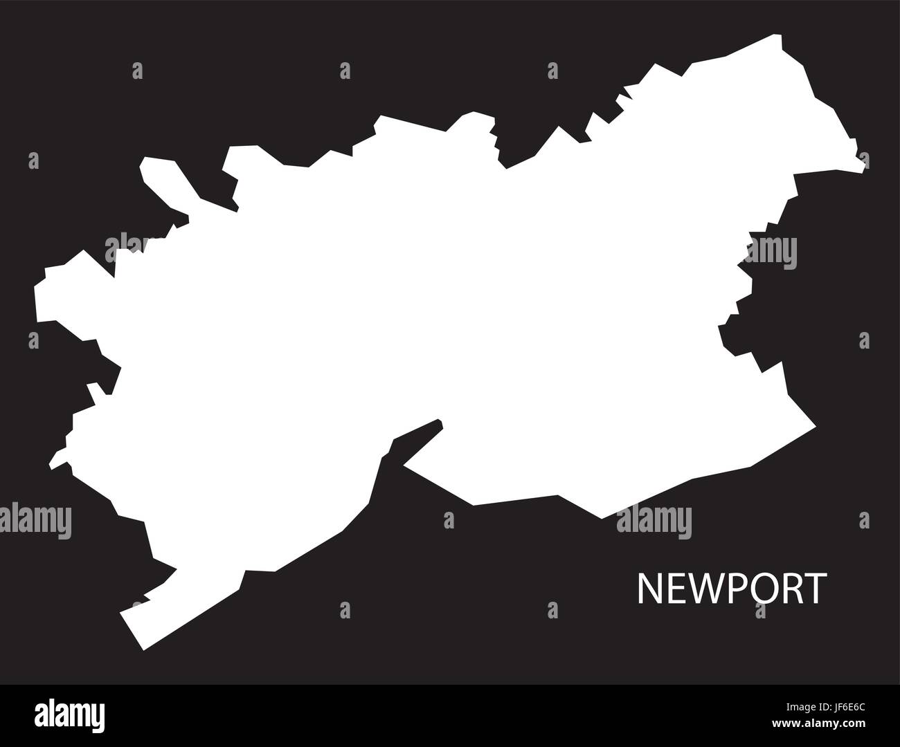 Newport, Wales Karte schwarze Silhouette invertierte Darstellung Stock Vektor