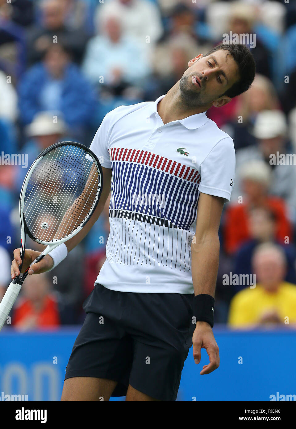 Novak Djokovic aus Serbien am siebten Tag der AEGON International im Devonshire Park, Eastbourne. DRÜCKEN SIE VERBANDSFOTO. Bilddatum: Donnerstag, 29. Juni 2017. Siehe PA Geschichte TENNIS Eastbourne. Das Foto sollte lauten: Gareth Fuller/PA Wire. . Stockfoto