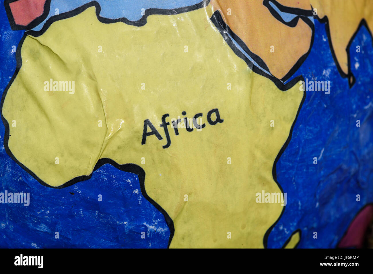Büttenpapier Globus zeigt Afrika. Stockfoto
