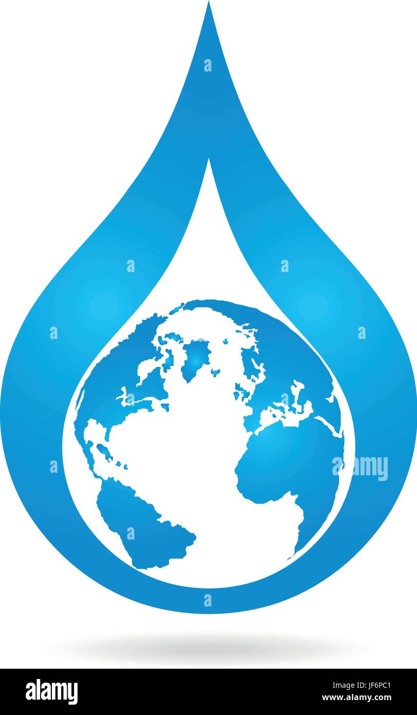 Logo, Erde, Globus, Tropfen, Wasser Stock Vektor