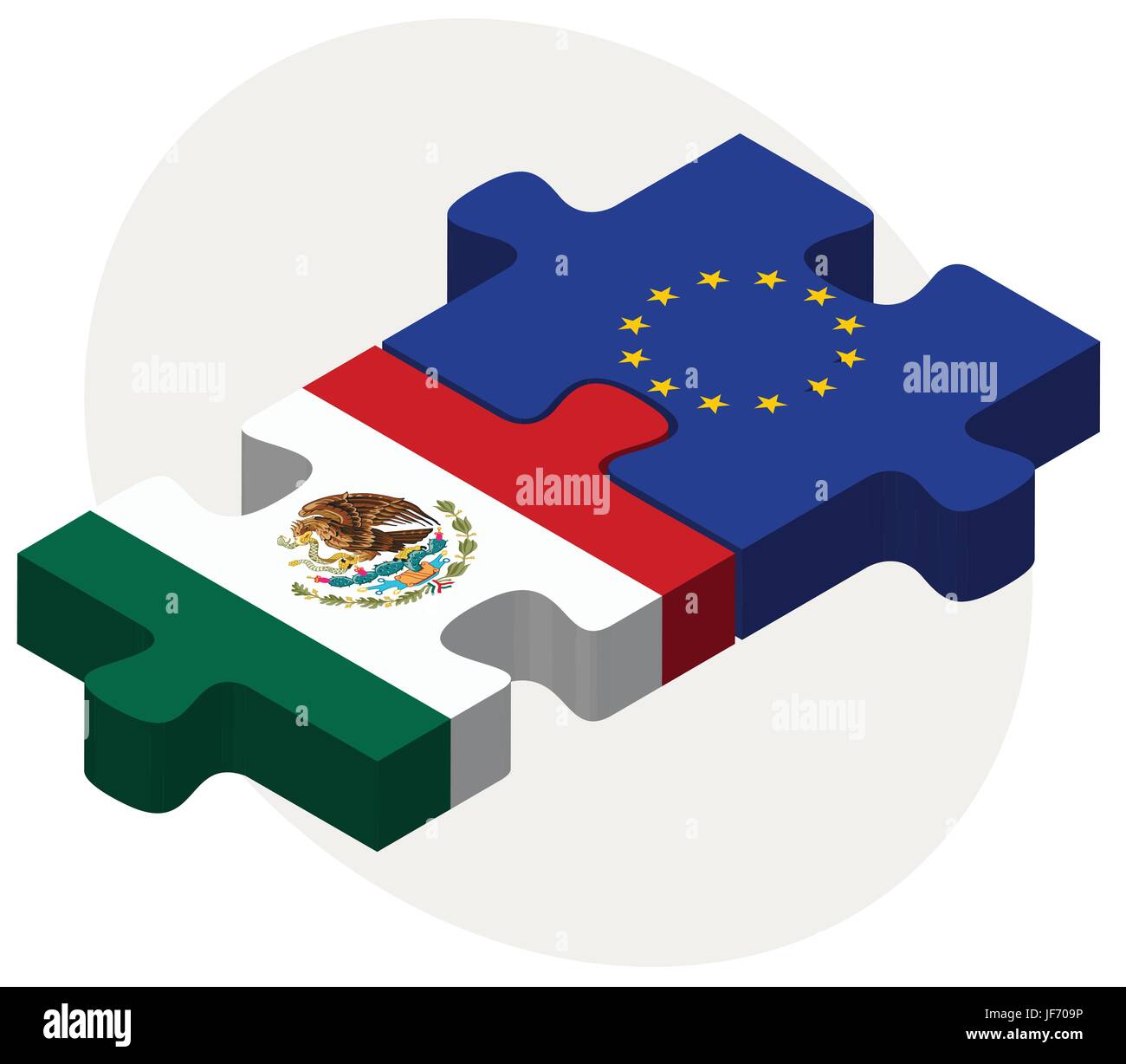 Mexiko und Europäische Union Flaggen in puzzle Stock Vektor
