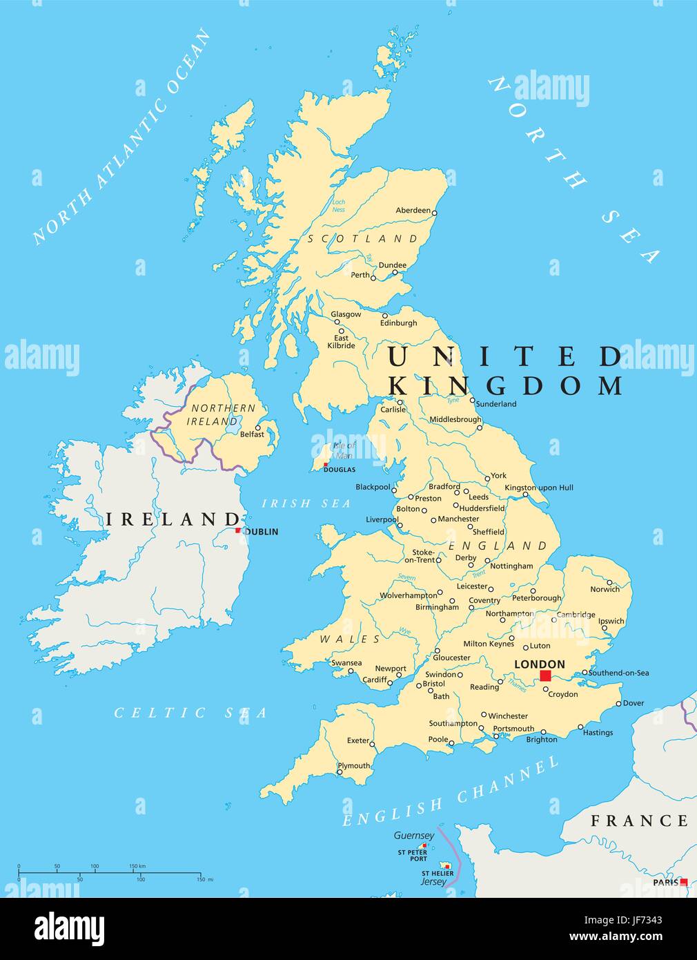 London, England, Irland, Großbritannien, Karte, Atlas, Karte der Welt, Wasser, Norden Stock Vektor