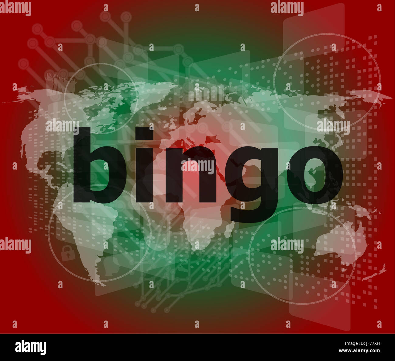 Bingo-Wort geschäftlich digital Touchscreen Stockfoto