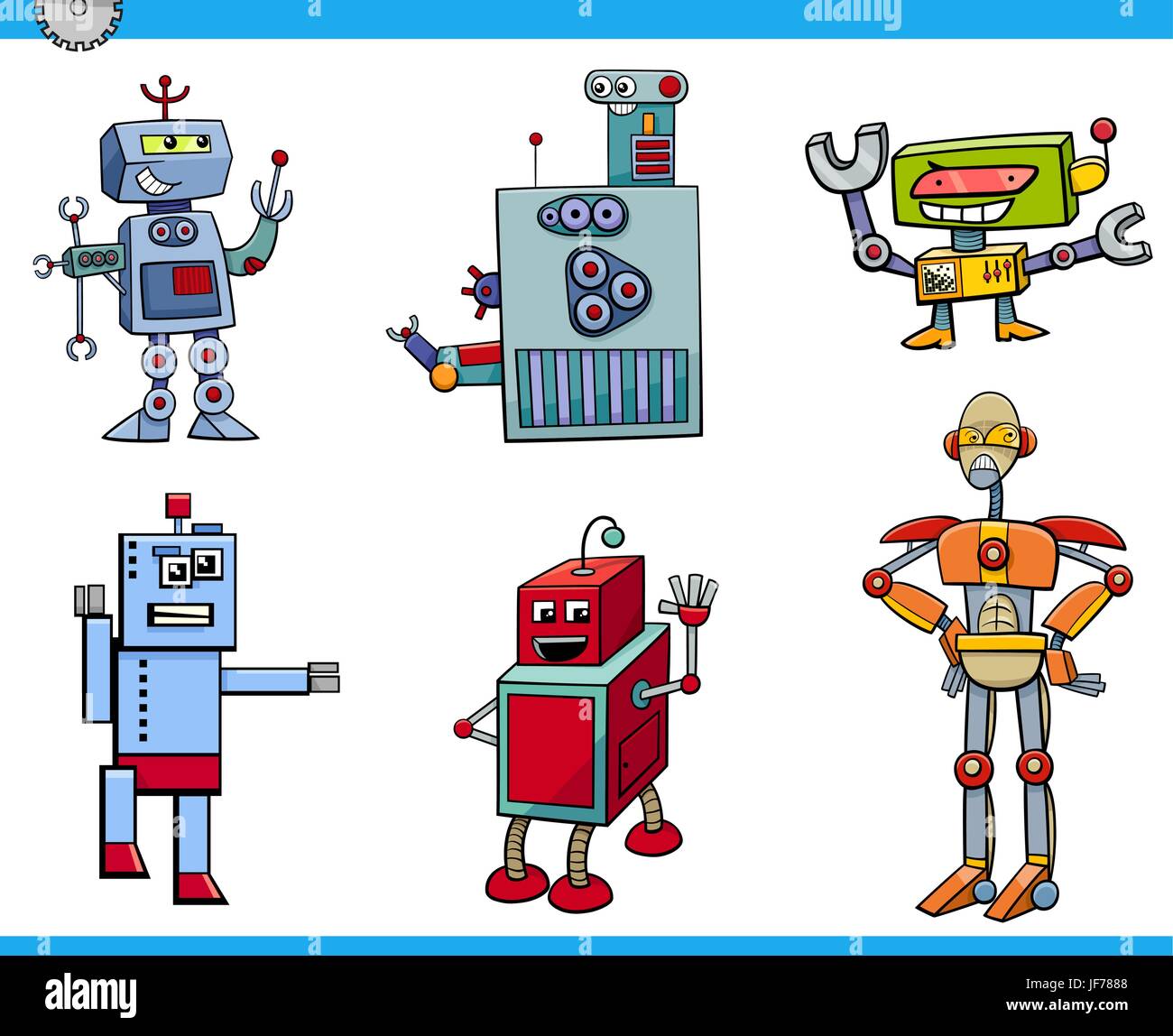 Cartoon-Illustration der Roboter Science-Fiction oder Fantasy-Figuren ...
