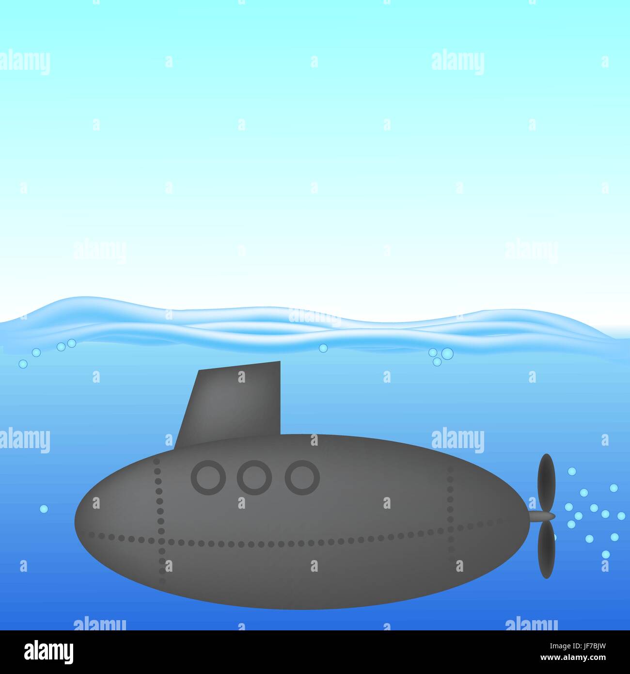 U Boot Unter Wasser Das Militärische Schiff Im Meer Stock Vektorgrafik