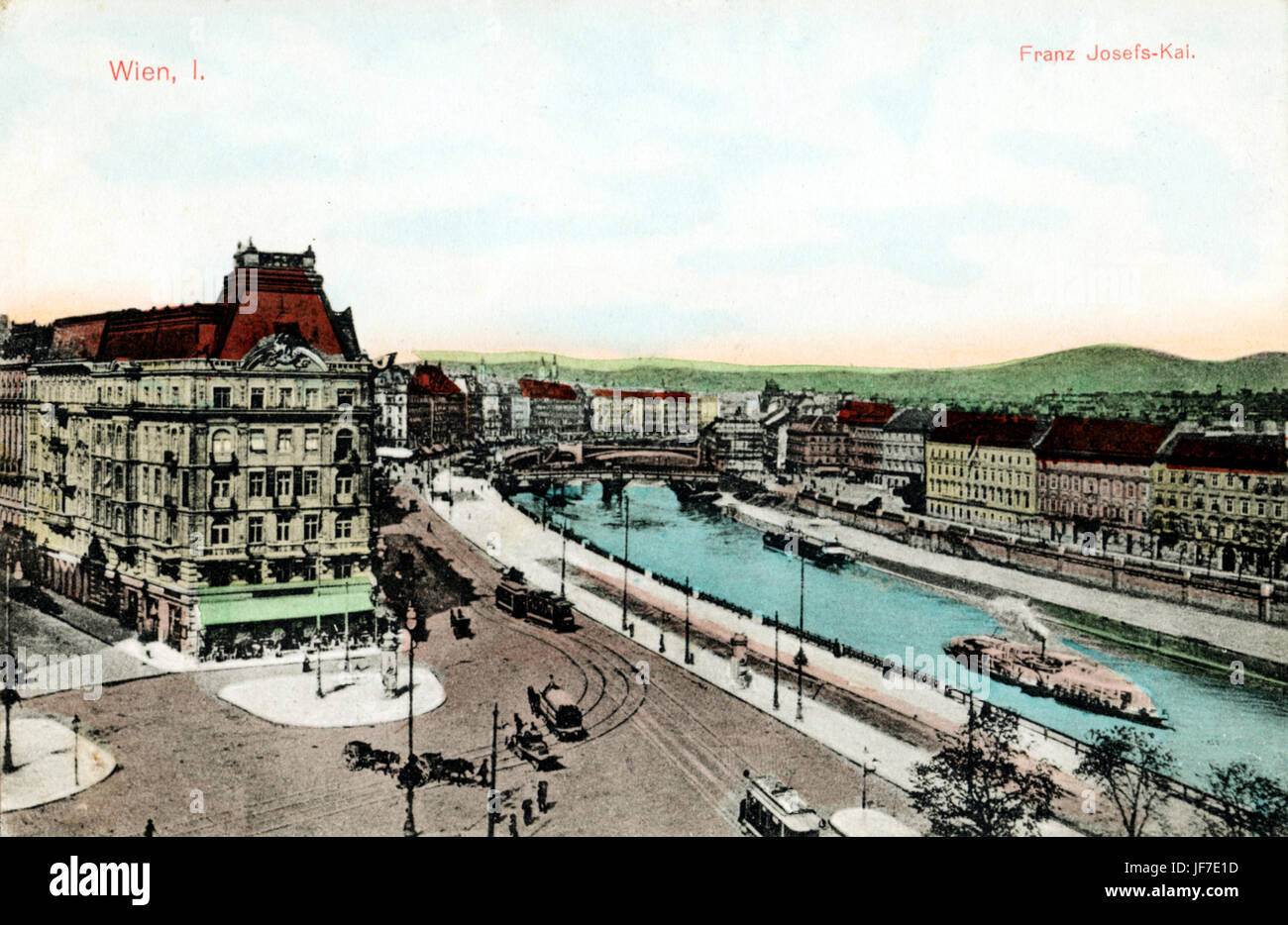 WIEN. Franz Josefs Kai auf Donau. Late19th Anfang des 20. Jahrhunderts Stockfoto